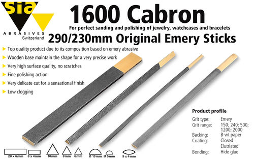 SIA 1600 Cabron Original Emery Sticks for Jewelry and Watchmaking